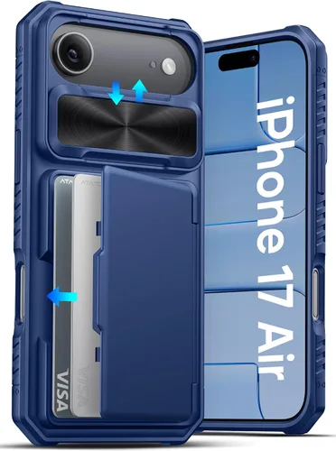 Vista 21 de ATATOO Funda Cartera para iPhone Air, Portador de Tarjetas Integrado (3-5 Tarjetas) [Bloqueo RFID] y Cubierta Deslizante para Cámara, Protección