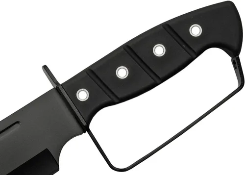 Vista 4 de SZCO Cuchillo Bowie de hoja completa de 15 pulgadas - Cuchillo negro de camping con mango D-Guard, hoja de acero inoxidable y vaina para caza