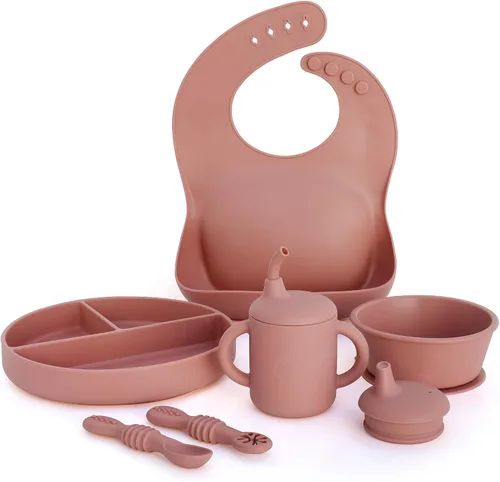 Vista 8 de Little Loon Baby Juego de iniciación Led Weaning - Kit completo de alimentación de silicona para más de 6 meses - Platos para bebés, baberos