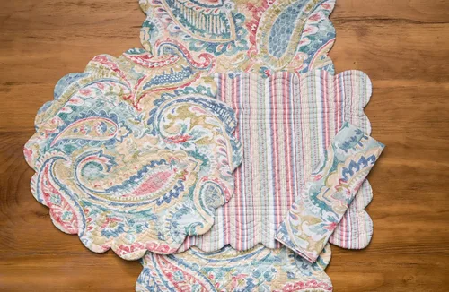 Vista 6 de C&F Home Maisie - Mantel individual redondo con estampado de cachemira, 17 pulgadas, color verde