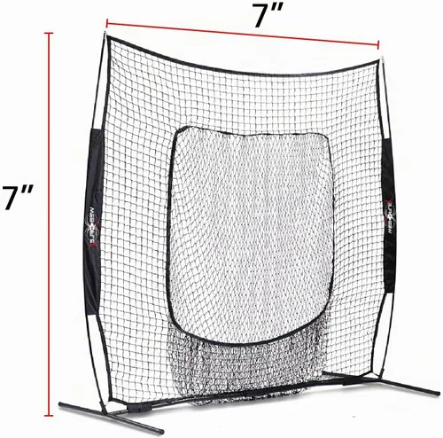 Vista 4 de Web Flex® 7x7 ft Portable Baseball & Softball Batting Practice Screen Net, Durable Nylon & Metal Frame, Protective Batting Net for Pitching &