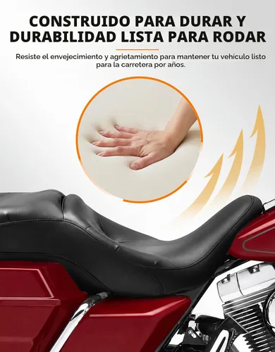Vista 4 de XMT-MOTO Cojín para Asiento de Conductor y Pasajero Compatible con Harley Davidson Touring Electra Glide Classic 1997-2007
