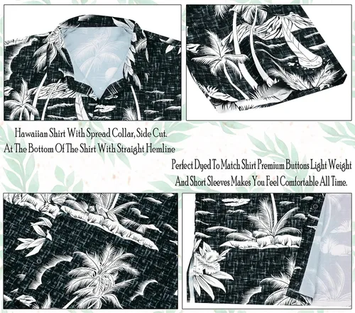 Vista 5 de LA LEELA Camisas hawaianas de manga corta con botones para hombre, camisas de fiesta tropical divertidas para hombre