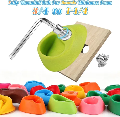 Vista 2 de 20 piezas de pared de escalada en roca para niños, agarres de pared de escalada en roca, kits de agarres de pared de escalada para adultos que