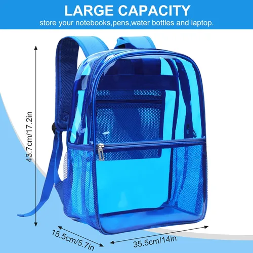Vista 2 de REAWUL Mochila transparente resistente grande TPU mochilas transparentes, Azul, Moda