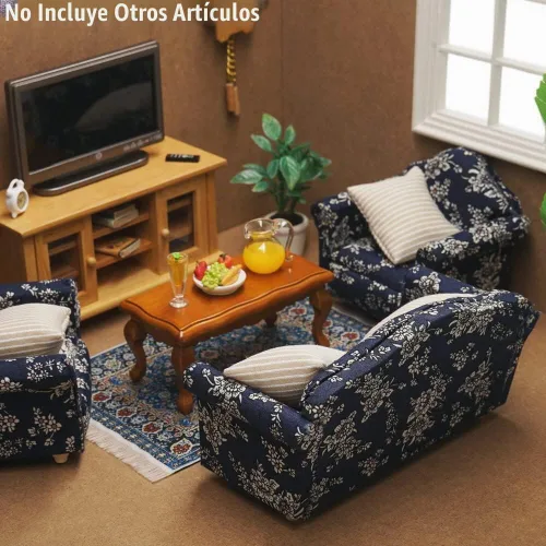 Vista 6 de Odoria 1/12 Silla en miniatura Sillón Casa de muñecas Muebles Accesorios, Azul Oscuro