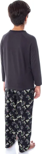 Vista 4 de INTIMO Monster Jam Pirate's Curse MAX-D Grave Digger Monster Truck - Conjunto de pijama para niños, Negro