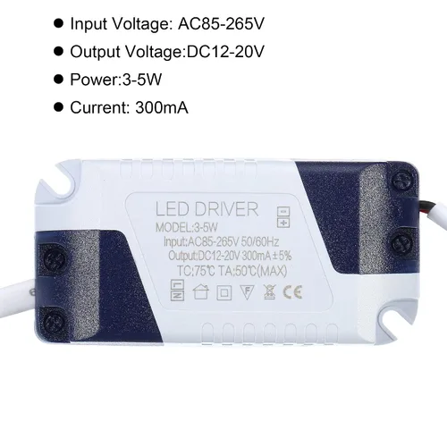 Vista 4 de PATIKIL 3-5W 300mA LED Driver, AC 85-265V Salida 12-20V DC Conector macho Constante corriente rectificadora transformador Fuente de alimentación