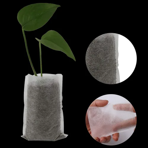 Vista 3 de Augshy Bolsas de cultivo de vivero, 400 bolsas de tela para plantas, bolsas de cultivo de plantas no tejidas, bolsa de inicio de siembra, plantas