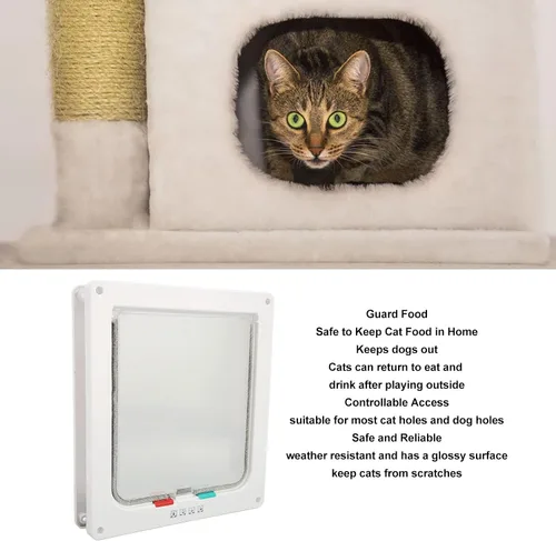 Vista 6 de Cat Flap Door Universal Interior Pet Door Controllable Access Windproof Noise Reduction Brush Bar Design for Cats and Dogs ABS Plastic 28 x 25 x 5