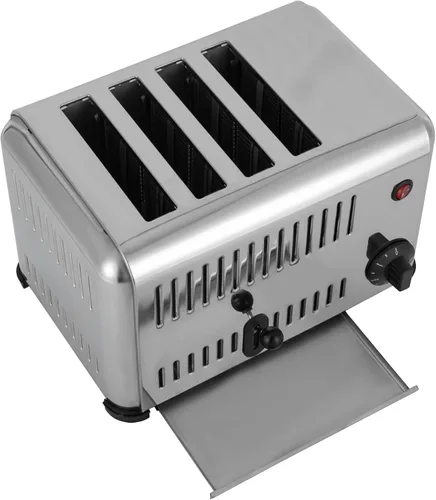 Vista 5 de Máquina de hornear pan desplegable de 4 rebanadas, tostadora de pan comercial de 110 V 1650 W con función de temporizador, máquina tostadora