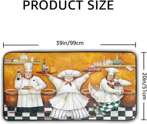 Vista 4 de Fat Chef - Alfombras y tapetes de cocina antideslizantes, lavables, acolchados, antifatiga para fregadero y baño, tapete de 39 x 20 pulgadas
