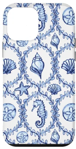 Vista 16 de Funda náutica para iPhone 12 Pro Max Coastal Nieta Preppy Shells náutica blanca azul mar