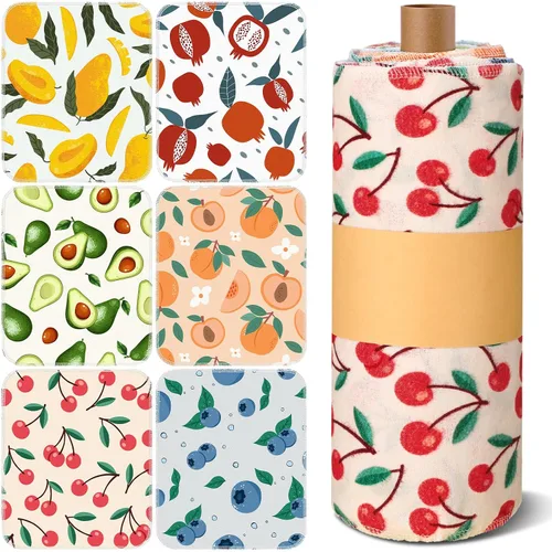 Vista 7 de Redbaker 6 Piezas Rollos de Toallas de Papel Reutilizables Toallas de Cocina a Granel Lavables Sin Papel Paños de Algodón Servilletas de Mano