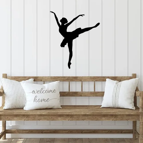 Vista 4 de Letrero de metal cortado con láser, diseño de bailarina y niña, arte de hierro, escultura de pared, placa decorativa para casa, decoración
