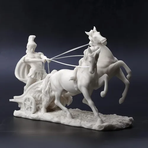 Vista 7 de Veronese Design Centurión romano de 10 1/4 pulgadas en dos caballos carro estatua de resina mármol acabado blanco