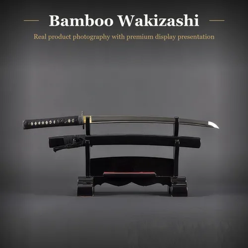 Vista 2 de Handmade Sword Espadas wakizashi samurai japonesas, prácticas, forjadas a mano, acero al carbono 1045/1095, templado calentado, espiga completa