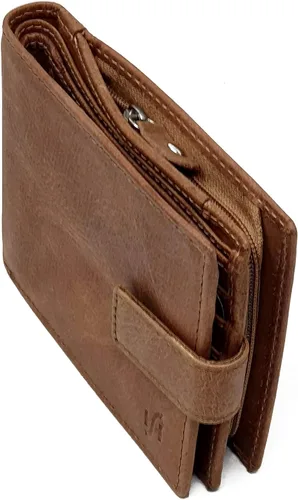 Vista 5 de Cartera de cuero real con cierre RFID para hombre, 1180