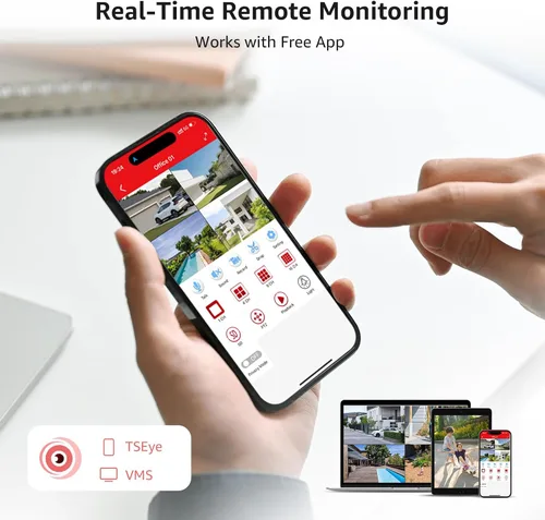 Vista 7 de Sistema de cámara de seguridad con cable, 8 canales 5MP Lite CCTV DVR kit con 4 cámaras de seguridad AHD para el hogar de 3MP al aire libre, carcasa