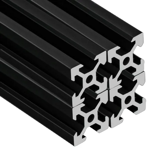 Vista 9 de Extrusión de aluminio 2040 V, 2 piezas de 100 mm de 2040 ranura en V estándar europeo anodizado perfil de aluminio negro extrusión de riel lineal