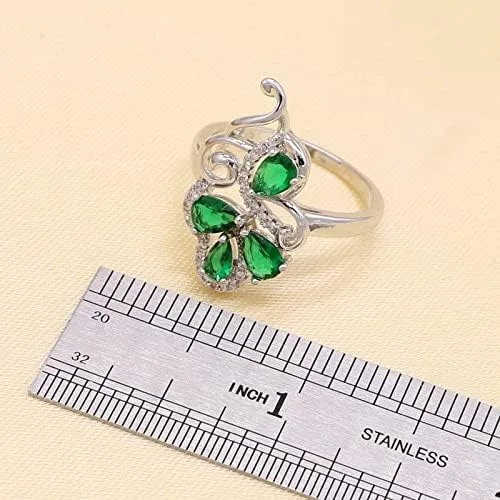 Vista 4 de Juego de joyas de plata de ley 925 con circonitas cúbicas para mujer pendientes colgantes collares anillos pulseras