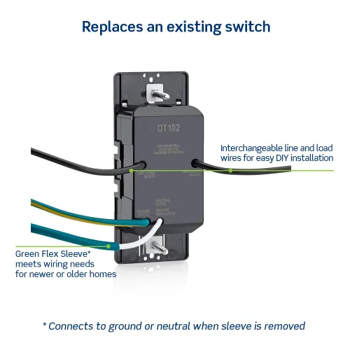 Vista 4 de Leviton Interruptor temporizador de cuenta regresiva para luces domésticas y extractores, 15-30 minutos, 1-2 horas, no requiere cable neutro, un