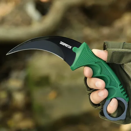 Vista 3 de Dispatch Karambit - Cuchillo táctico de hoja fija para acampar, cuchillo de caza al aire libre, cuchillos de tienda con funda y cable, adecuado