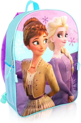 Vista 3 de Disney Frozen Anna and Elsa - Mochila escolar para niñas, paquete con bolsa escolar de Frozen de 16 pulgadas, bolsa de almuerzo, botella de agua