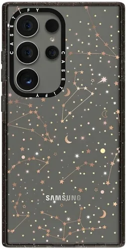 Vista 24 de CASETiFY Funda de impacto para Galaxy S22+ - Adhesivo Aries Moross, color negro transparente