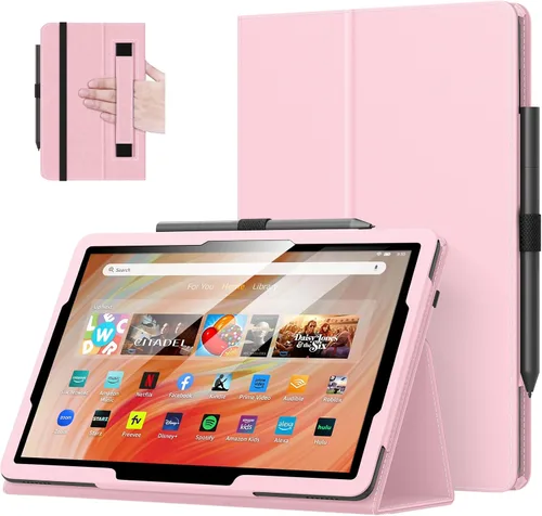 Vista 16 de MoKo - Funda para tablet Kindle Fire HD 10 y 10 Plus (11.ª generación, versión 2021), diseño delgado y plegable con función de encendido y apagado