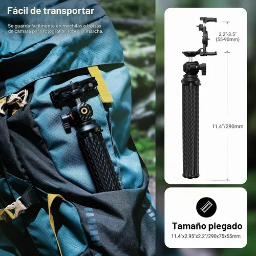 Vista 13 de NEEWER Trípode para cámara con control remoto, mini trípode flexible para teléfono con adaptador de montaje de cámara de acción, soporte oculto