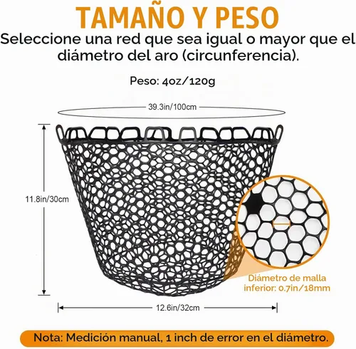 Vista 3 de Dovesun Red de Pesca de Goma, Red de Reemplazo Sin Mango, Redes de Pesca Transparentes Negras para Pesca de Mosca, Bolsa de Red de Aterrizaje