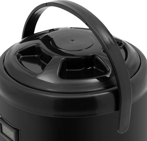 Vista 5 de Dispensador de bebidas aislado de 8 litros/2.11 galones, dispensador de bebidas frías y calientes de acero inoxidable negro con termómetro
