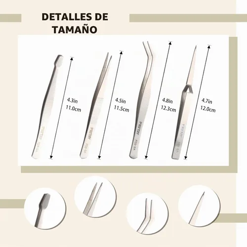 Vista 4 de FEITA Juego de pinzas profesionales de precisión de acero inoxidable para pasatiempos, electrónica, fabricación de modelos, herramienta