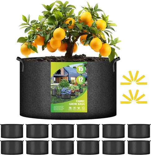 Vista 15 de iPower Paquete de 12 bolsas de cultivo de 1 galón, macetas de tela no tejida de aireación gruesa resistente con asas de nailon y 12 etiquetas