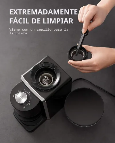 Vista 6 de KIDISLE Molinillo de Café de Fresas Cónicas, Molinillo Eléctrico de Granos de Café para Molienda Precisa, 35 Ajustes, Selector de 2 a 12 Tazas