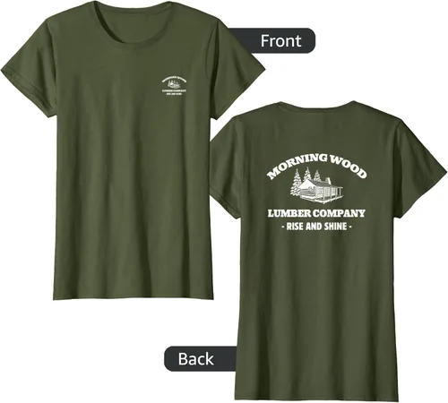 Vista 34 de Morning Wood Lumber Company - Camiseta con estampado de espalda delantera, Negro, S