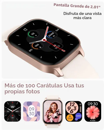 Vista 6 de TOOBUR - Reloj inteligente para mujer, compatible con teléfonos Android y iOS, responder/realizar llamadas, reloj de seguimiento de actividad Marfil