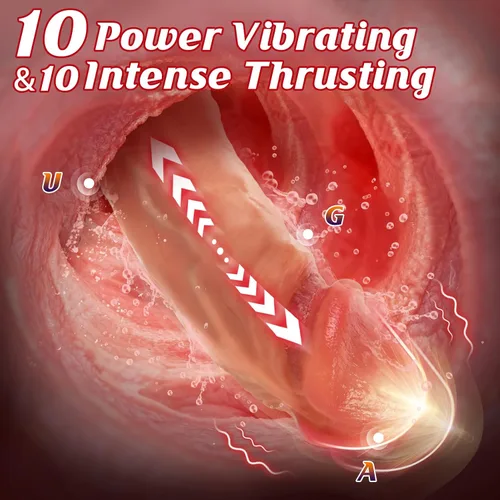 Vista 2 de LUKIKI Consolador sexual de 8.5 pulgadas, consolador de silicona realista con 10 modos de empuje y vibración, pene realista para liberación intensa