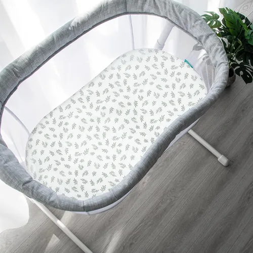 Vista 5 de Juego de 4 sábanas de moisés para bebé, compatibles con 4moms Mamaroo, Regalo y Chicco Close to You Baby Bassinet, ultra suaves y agradables al