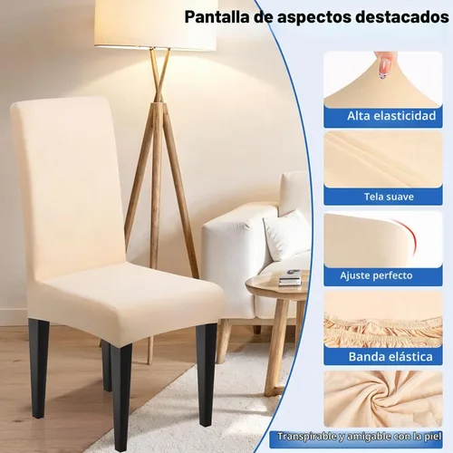 Vista 4 de Dioxide Fundas de Silla de Alto Estirar para Sillas de Comedor, Juego de Fundas de Silla de Comedor Lavables de 4, Fundas de Asiento de Silla