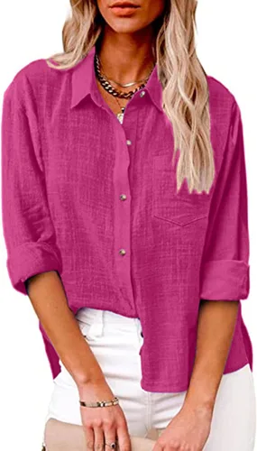 Vista 171 de SMIDOW Camisa de algodón y lino con botones para mujer