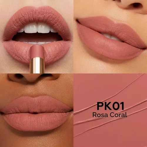 Vista 2 de FOCALLURE Lápiz labial mate, de larga duración y que se mantiene en su PK01 Rosa Coral