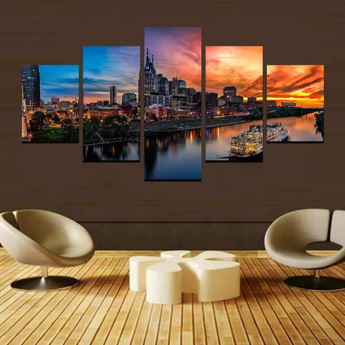 Vista 2 de Nashville Wall Art Nashville TN, impresiones en lienzo (60 x 32 pulgadas)