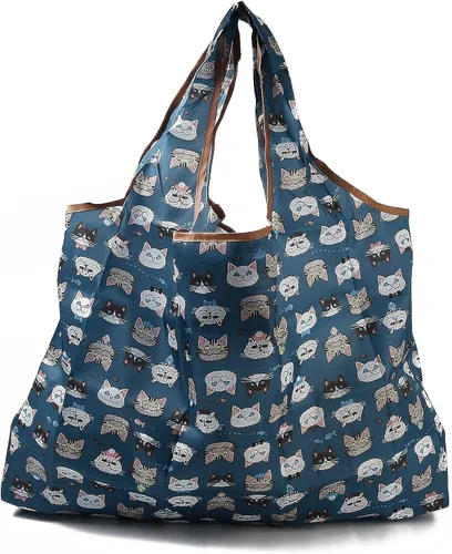 Vista 10 de BEEFLYING Bolsas de comestibles plegables, de nailon, ecológicas y reutilizables, impermeables, bolsas de la compra plegables Bolsa de asas