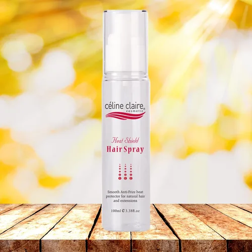 Vista 6 de El spray de protección térmica Celine Claire y el escudo térmico para cabello es un protector antiencrespamiento para todo tipo de cabello