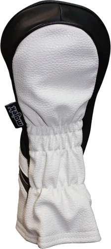 Vista 6 de Fundas de golf vintage de piel sintética en blanco y negro para conductores de 460 cc, Fairway e híbridos por Majek