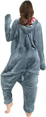 Vista 2 de Pijama de tiburón para adultos, unisex, de una pieza, disfraz de tiburón