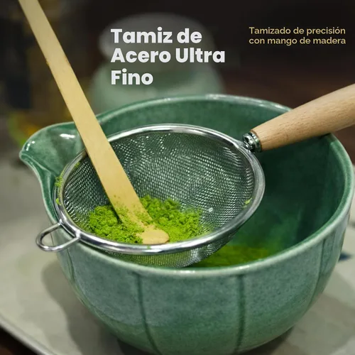 Vista 4 de Juego de batidor de matcha de 12 piezas, kit completo de matcha que incluye cuenco de matcha con boquilla, batidor de bambú, pajitas de bambú