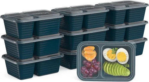 Vista 9 de Bentgo Prep - Contenedores de bocadillos de 2 compartimentos con tapas - Reutilizables, aptos para microondas, duraderos, sin PFAS y BPA, aptos